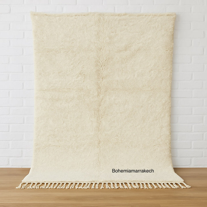 Cream Moroccan Rug – Hand Knotted Wool Beni Ourain Carpet