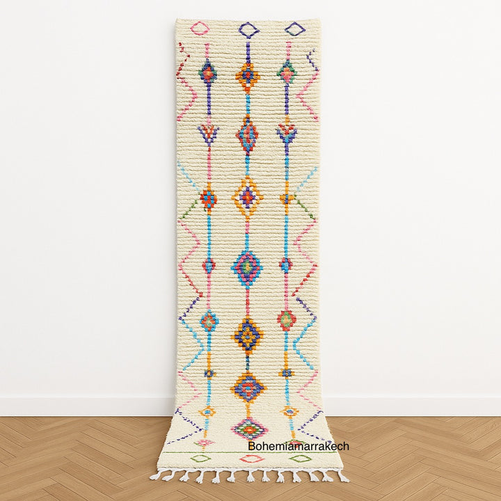 Colorful Moroccan Runner Rug – Handwoven Berber Wool Carpet