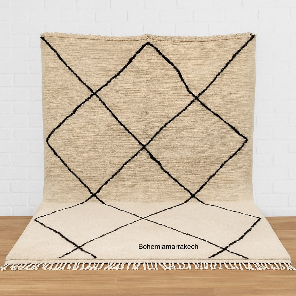Beni Ourain Moroccan Rug – Cream Wool Berber Carpet Handmade