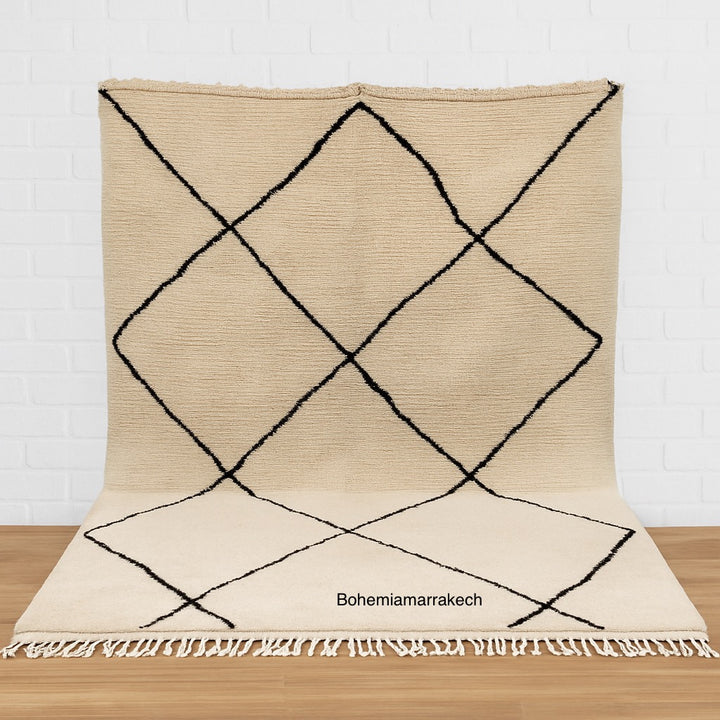 Beni Ourain Moroccan Rug – Cream Wool Berber Carpet Handmade