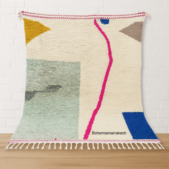 Colorful Moroccan Rug – Abstract Wool Berber Carpet Handmade