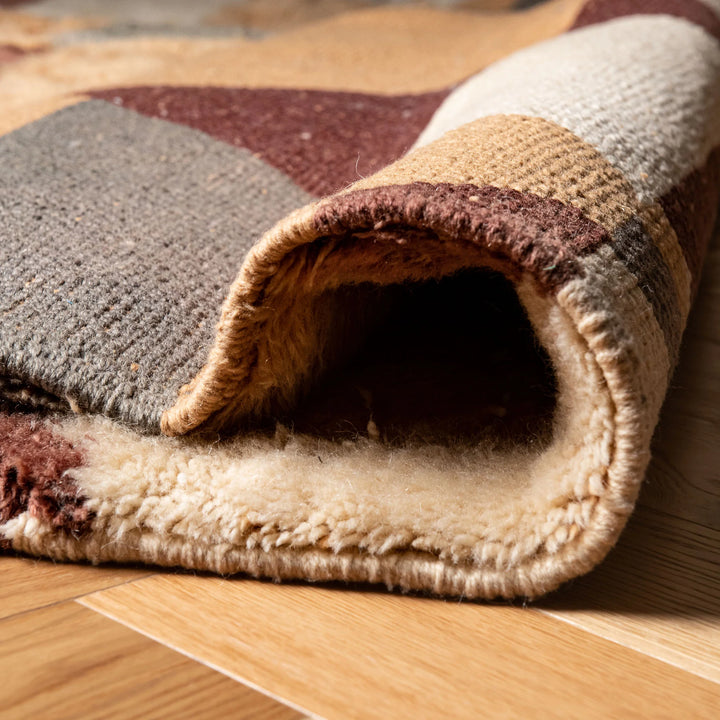 Geometric Earth Tone Moroccan Wool Rug – Handmade Abstract Art