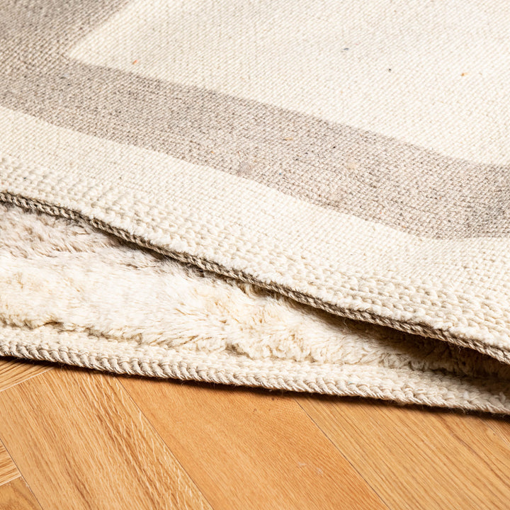 Geometric Modern Wool Moroccan Rug in Beige and Earth Tones