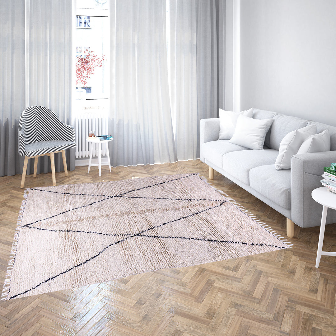 black and white moroccan rug - Handmade Wool Rug - moroccan rug