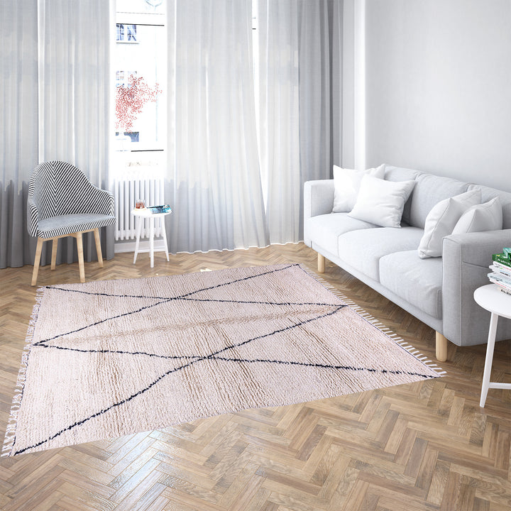 black and white moroccan rug - Handmade Wool Rug - moroccan rug