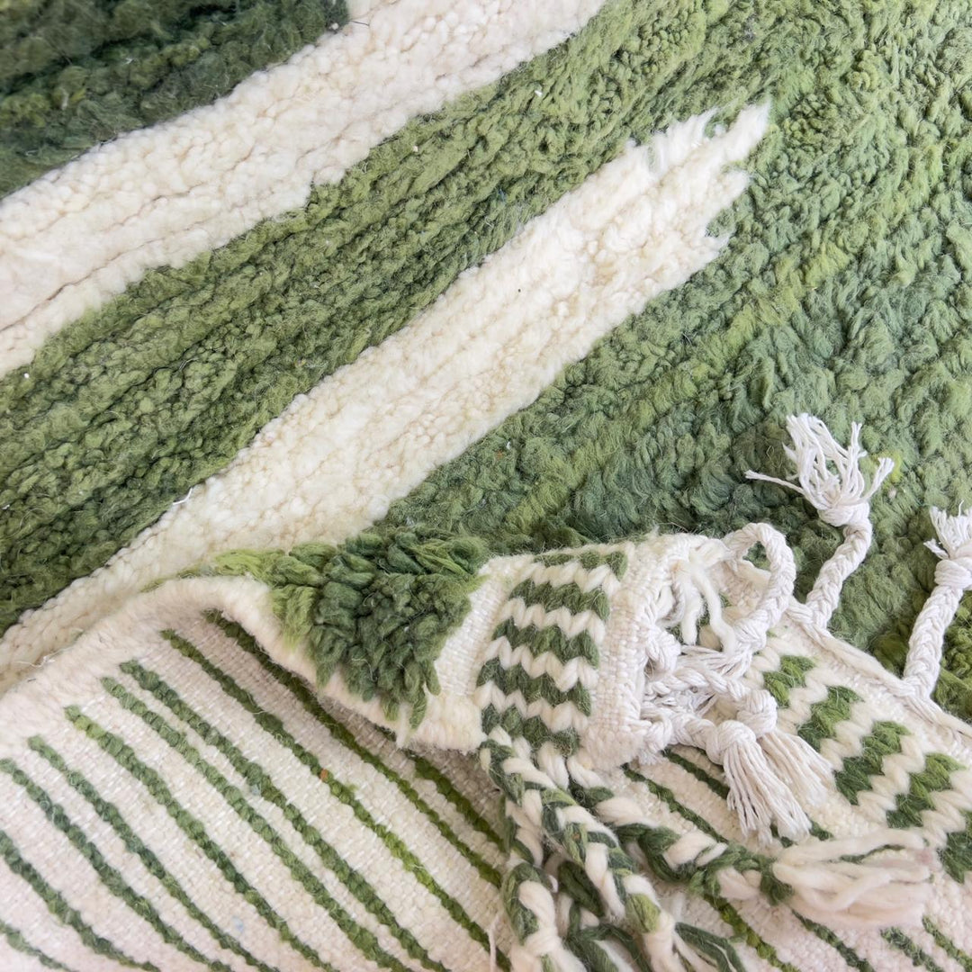 Green abstract Moroccan rug handmade wool Berber area rug modern artistic design