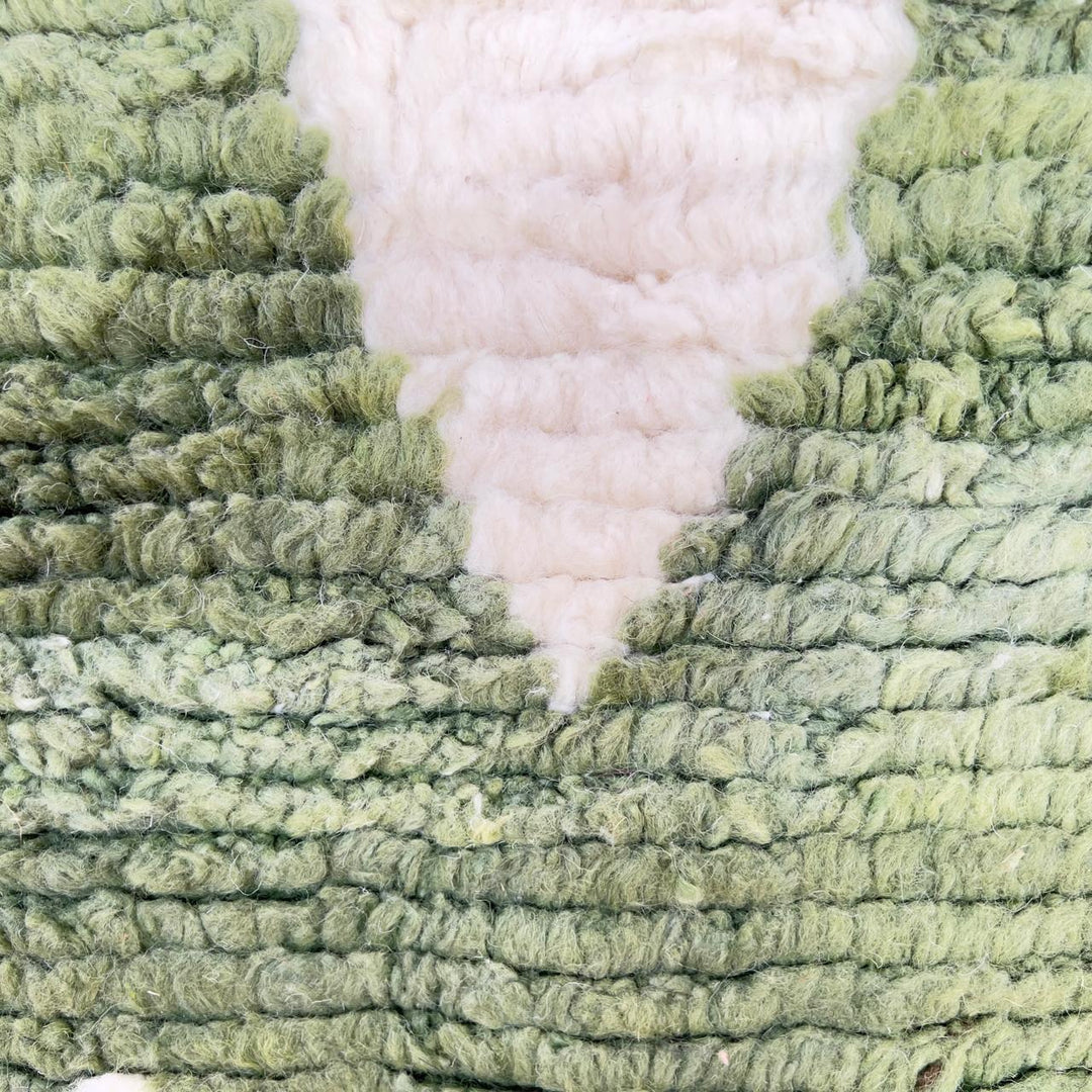Green abstract Moroccan rug handmade wool Berber area rug modern artistic design