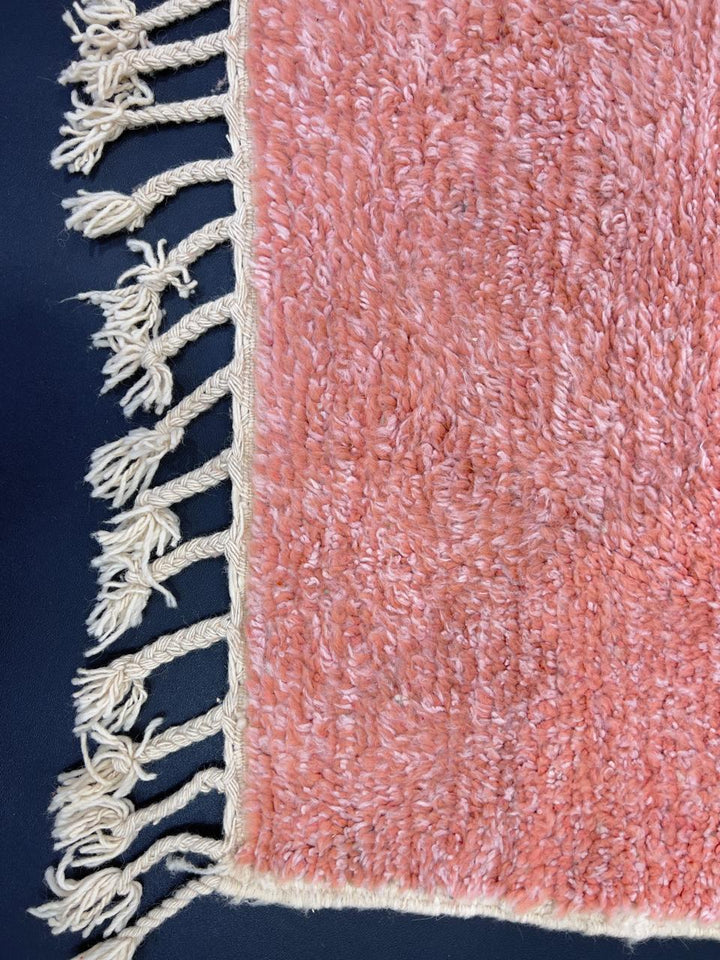 Green and Pink Abstract Moroccan Wool Rug – Handmade Modern Art Carpet