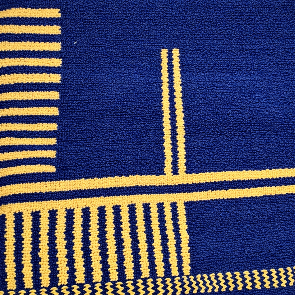 Blue Moroccan Berber runner rug with geometric wool pattern and fringes, handmade hallway runner