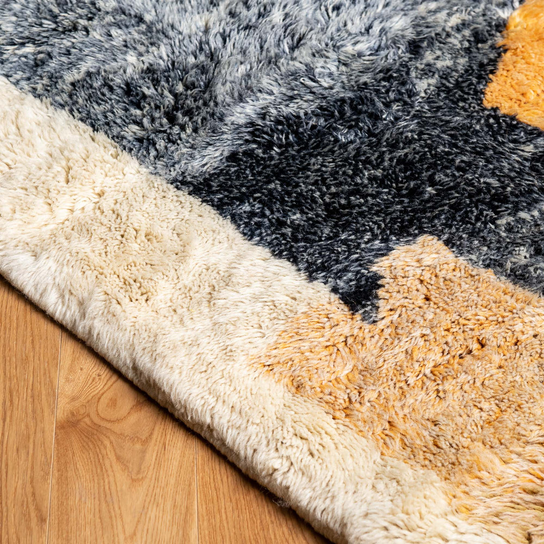 Handmade Geometric Moroccan Wool Rug – Mustard & Earth Tones
