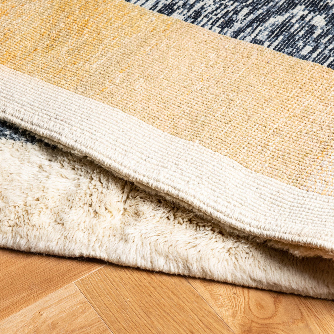 Handmade Geometric Moroccan Wool Rug – Mustard & Earth Tones