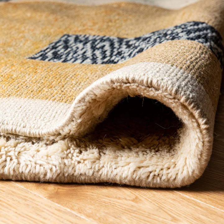 Handmade Geometric Moroccan Wool Rug – Mustard & Earth Tones