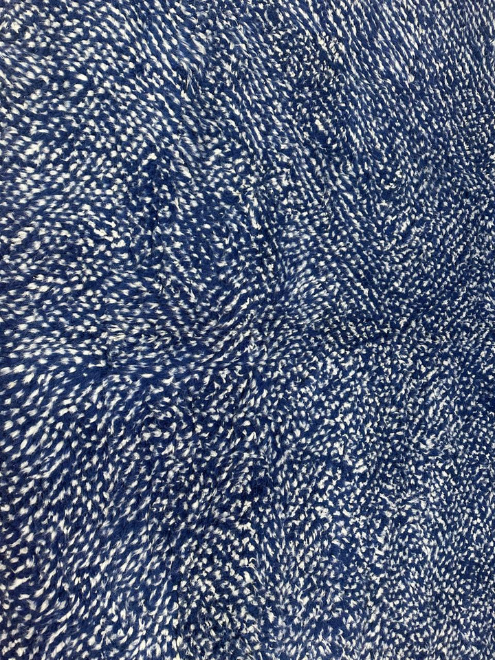 Indigo blue Moroccan wool rug with subtle textured pattern