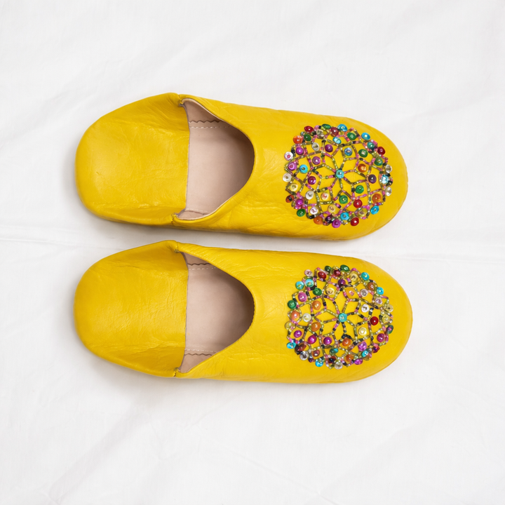 Handmade Moroccan Babouche Slippers – Yellow | 100% Genuine Leather