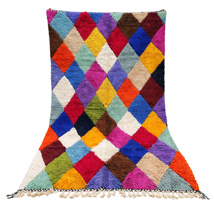 multicolor moroccan wool rug with berber diamond geometric pattern handmade