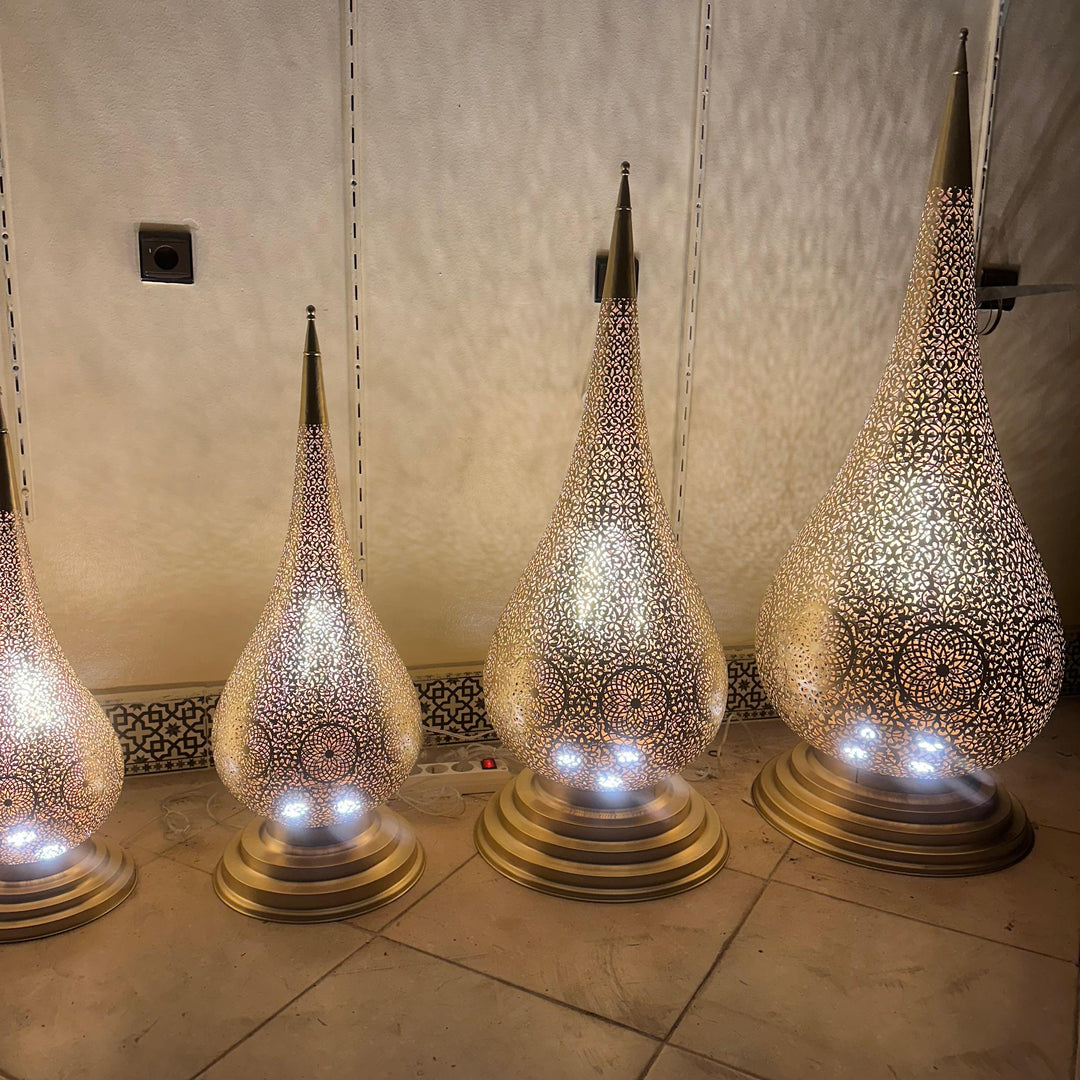 Handmade Moroccan Brass Table Lamp – Intricately Pierced Artisan Light