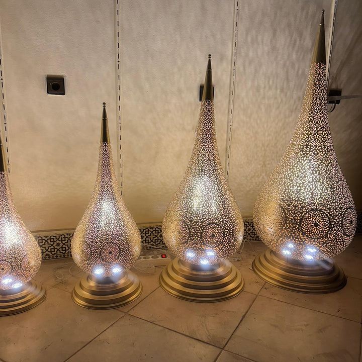 Handmade Moroccan Brass Table Lamp – Intricately Pierced Artisan Light