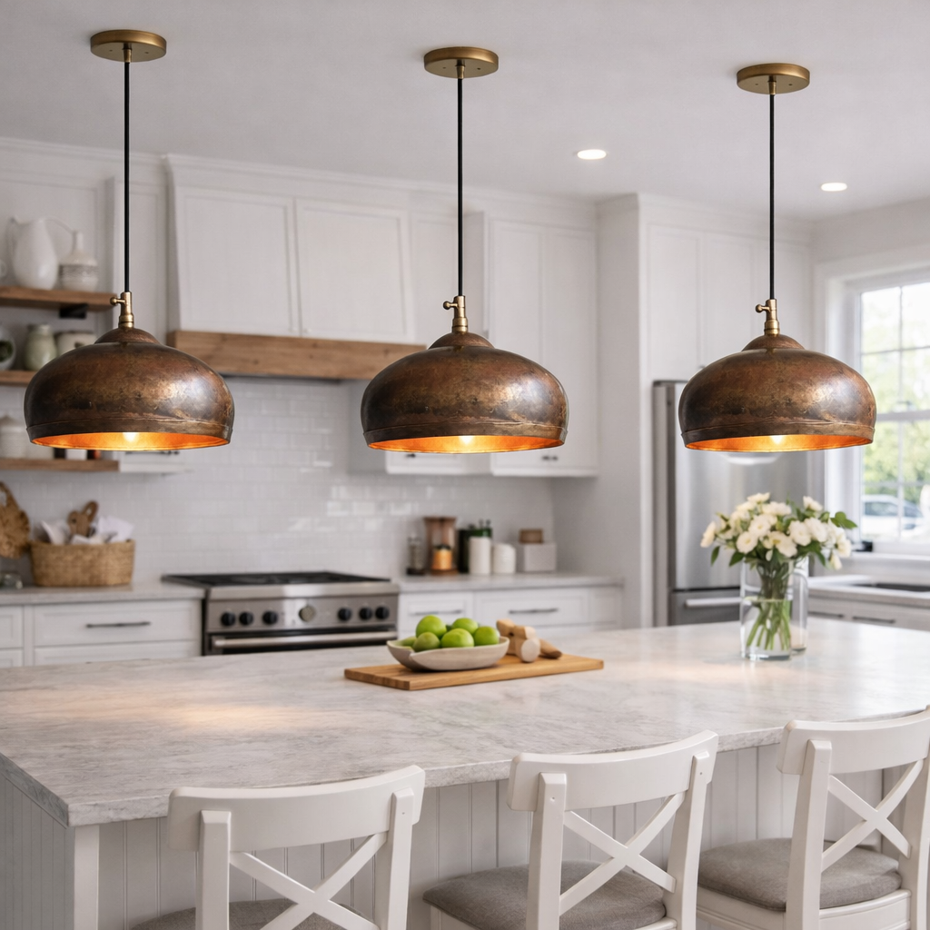 Handmade Moroccan Copper Pendant Light – Rustic Kitchen Island Hanging Lamp