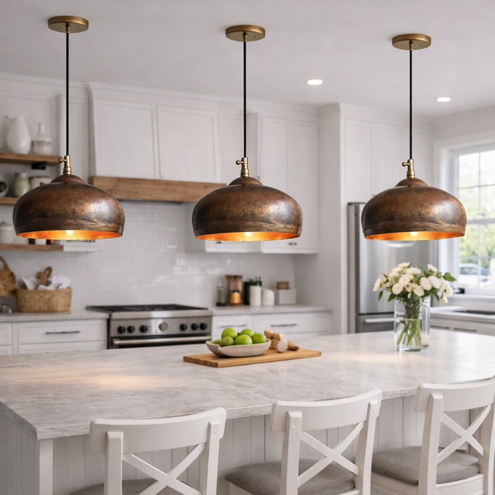 Handmade Moroccan Copper Pendant Light – Rustic Kitchen Island Hanging Lamp