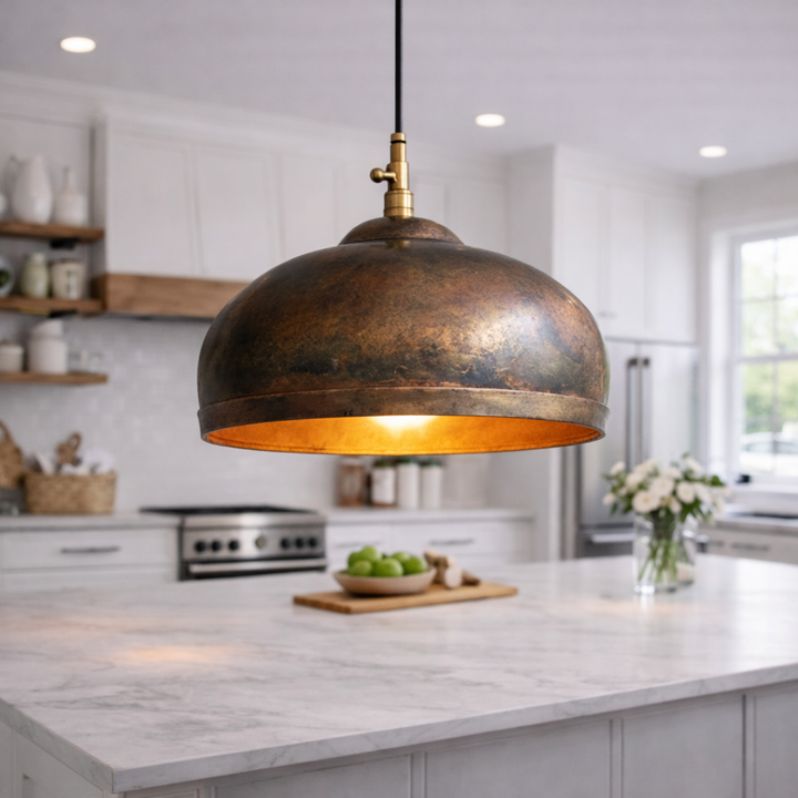 Handmade Moroccan Copper Pendant Light – Rustic Kitchen Island Hanging Lamp
