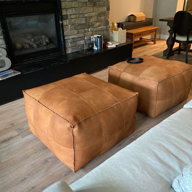 Handmade Moroccan Leather Pouf Cover – Genuine Leather