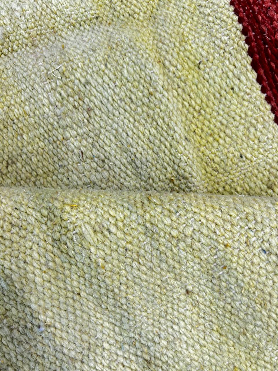 Handmade Moroccan Wool Rug – Yellow Red and Black Flatweave Carpet