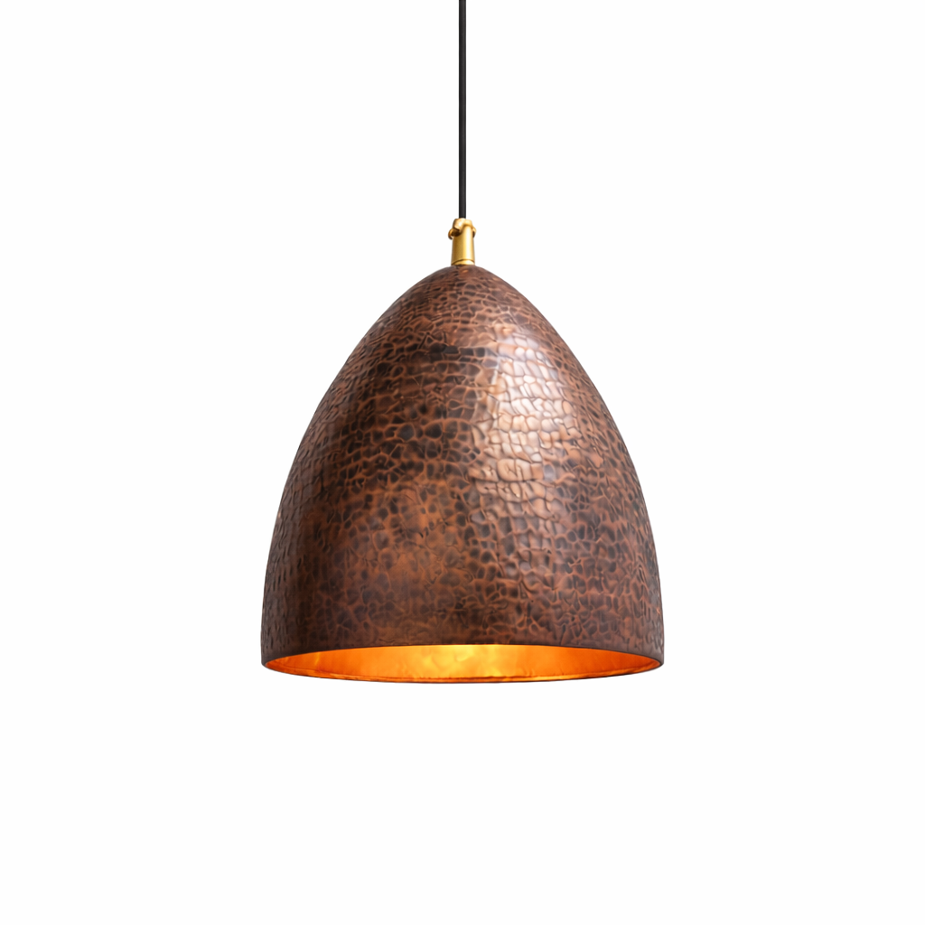 Handmade Hammered Copper Pendant Light – Moroccan Rustic Kitchen Island Hanging Lamp