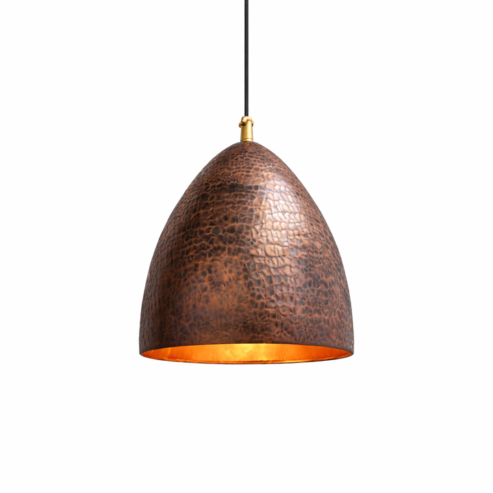 Handmade Hammered Copper Pendant Light – Moroccan Rustic Kitchen Island Hanging Lamp