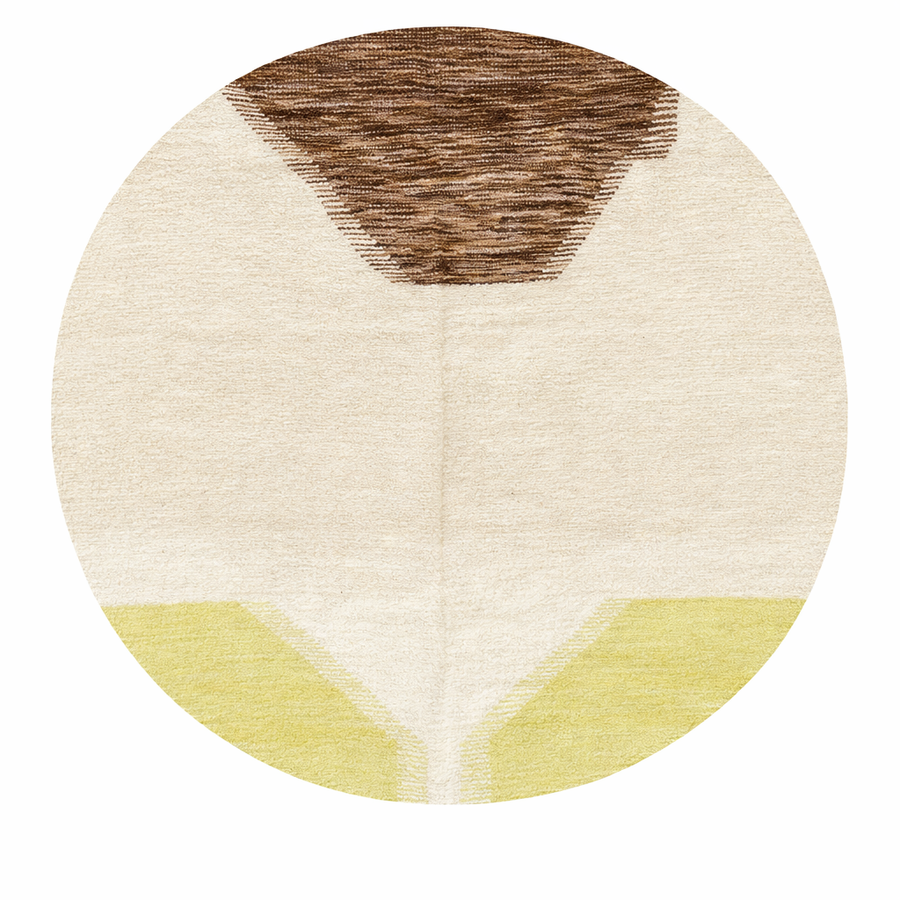 Handmade Moroccan flatweave kilim rug with soft neutral tones and subtle geometric shapes, woven from natural wool.