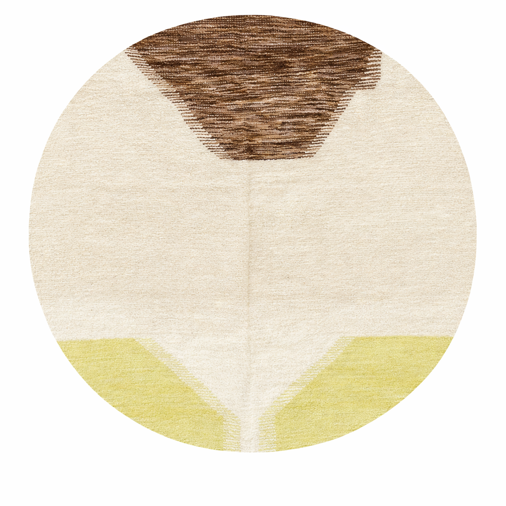 Handmade Moroccan flatweave kilim rug with soft neutral tones and subtle geometric shapes, woven from natural wool.