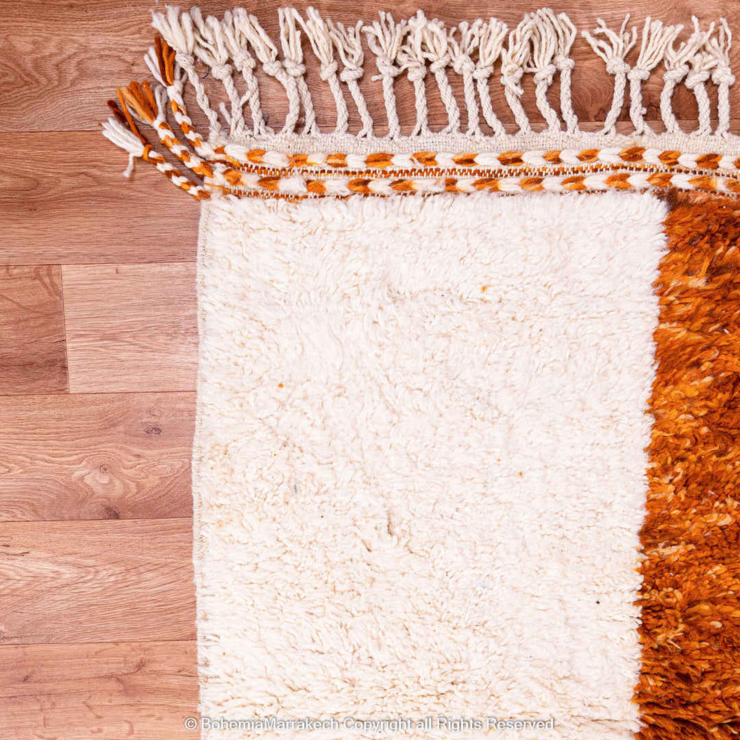 Burnt Orange Moroccan Rug – Handmade Wool Beni Ourain Carpet

