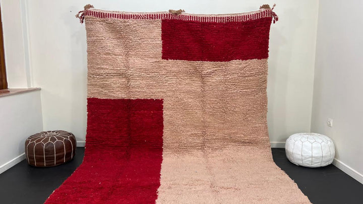 Handwoven Moroccan Wool Rug – Geometric Color Design