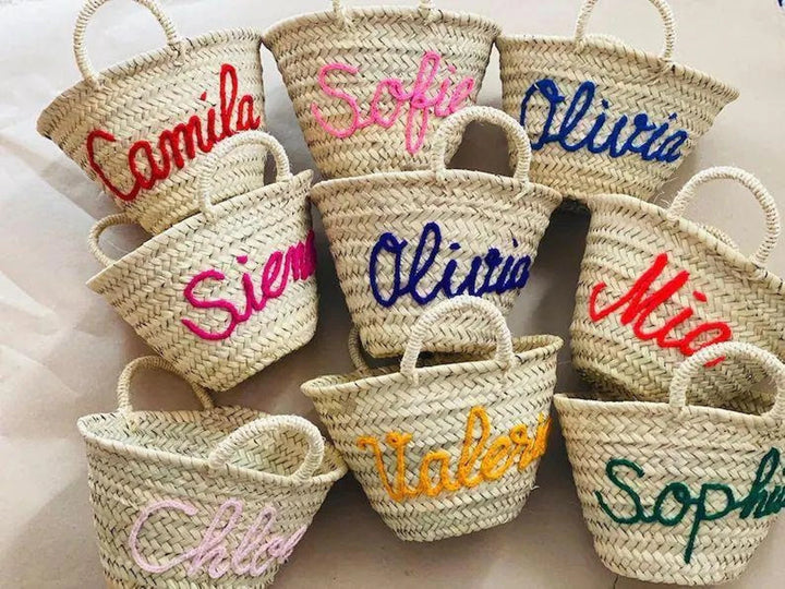Handwoven Palm Leaf Beach Bag: Personalized Moroccan Basket