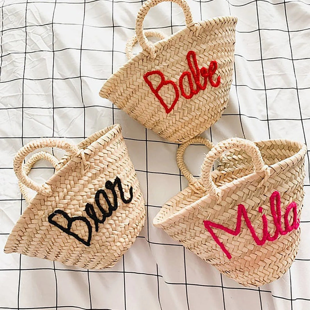 Handwoven Palm Leaf Beach Bag: Personalized Moroccan Basket