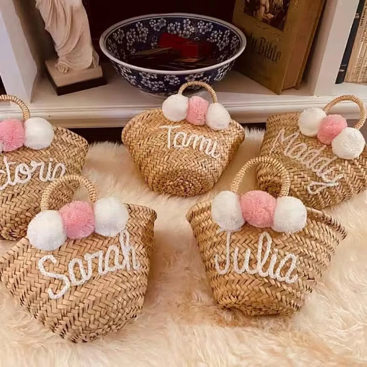 Handwoven Palm Leaf Beach Bag: Personalized Moroccan Basket