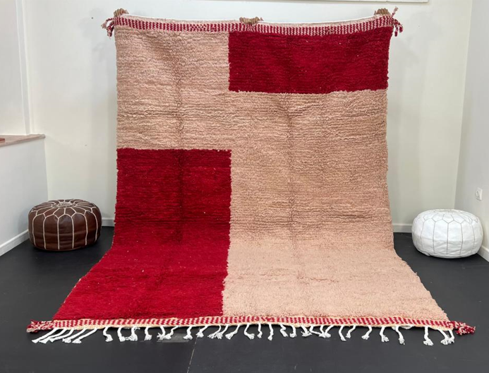 Handwoven Moroccan Wool Rug – Geometric Color Design