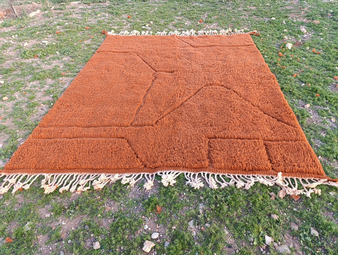 Custom Terracotta Moroccan Wool Rug – Handmade Modern