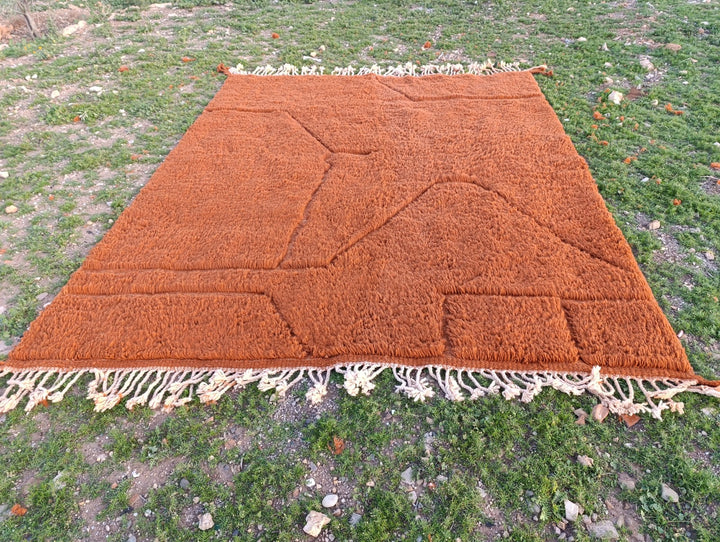 Custom Terracotta Moroccan Wool Rug – Handmade Modern