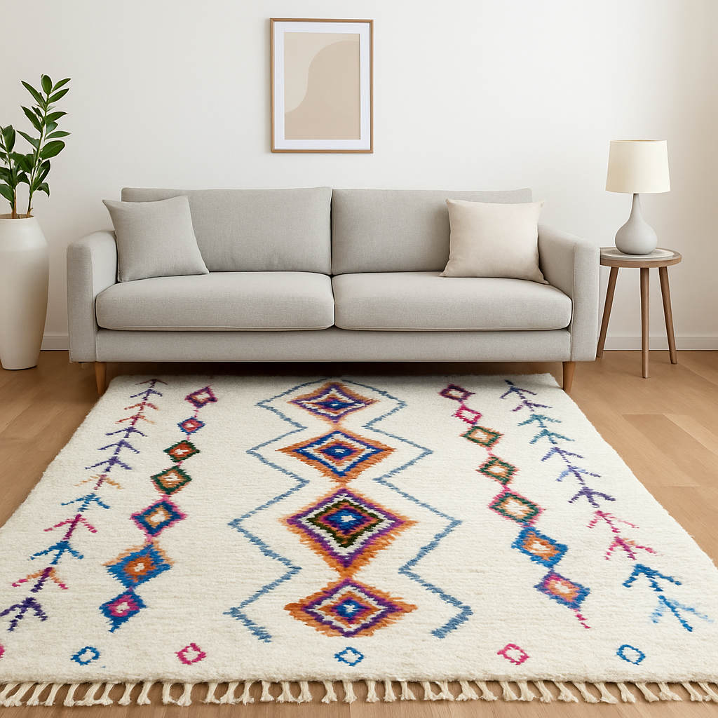 Hand Knotted Azilal Moroccan Rug – Colorful Wool