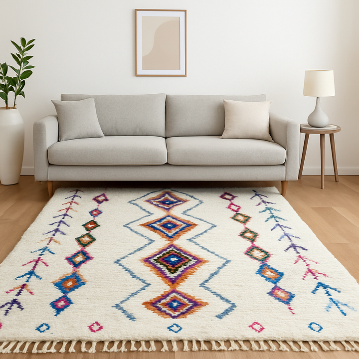 Hand Knotted Azilal Moroccan Rug – Colorful Wool