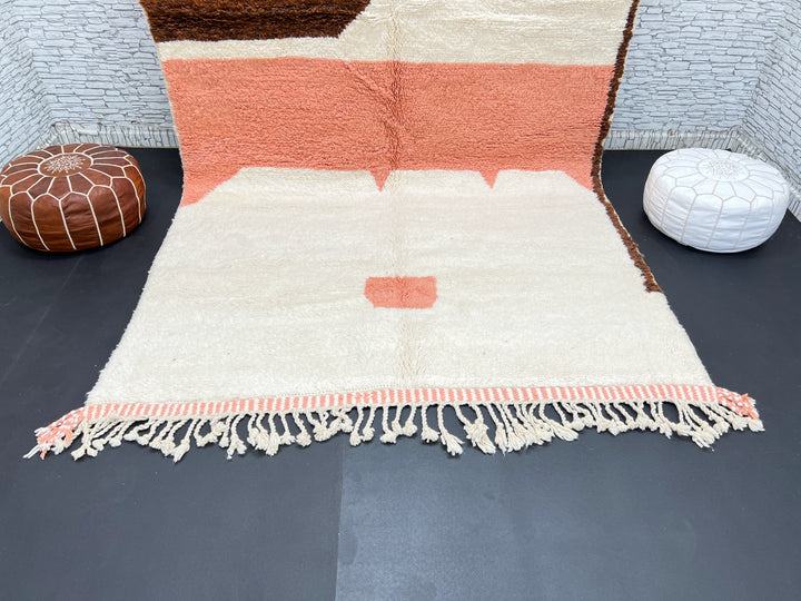 Terracotta Beni Mrirt Rug – Handmade Moroccan Wool Carpet
