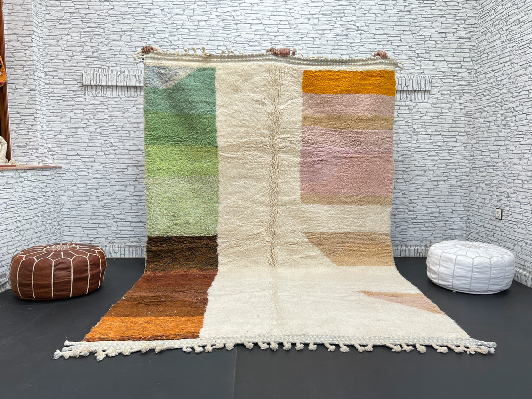 Color Block Moroccan Rug – Handmade Wool Carpet