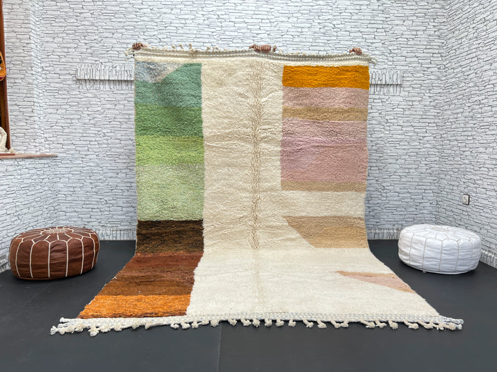 Color Block Moroccan Rug – Handmade Wool Carpet