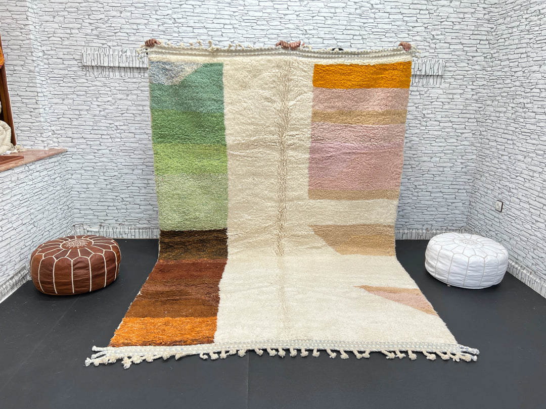 Color Block Moroccan Rug – Handmade Wool Carpet