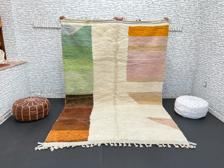 Color Block Moroccan Rug – Handmade Wool Carpet