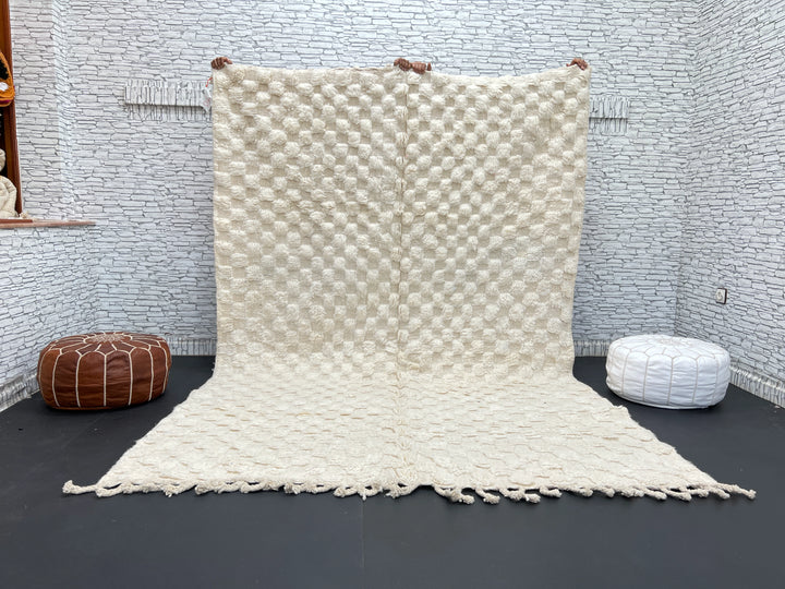 White Textured Moroccan Rug – Handmade Wool Carpet