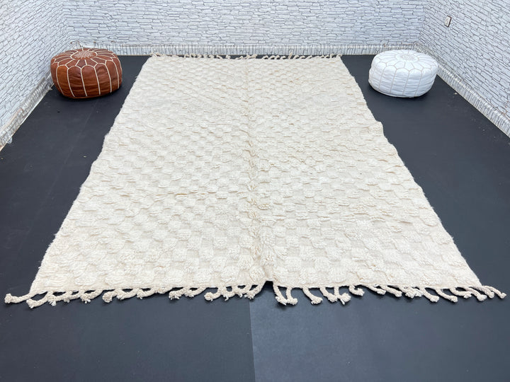 White Textured Moroccan Rug – Handmade Wool Carpet