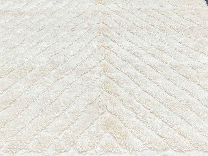 Round Beige Embossed Moroccan Wool Rug