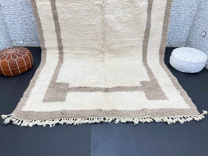 Beige Minimalist Moroccan Rug – Handmade Wool Carpet