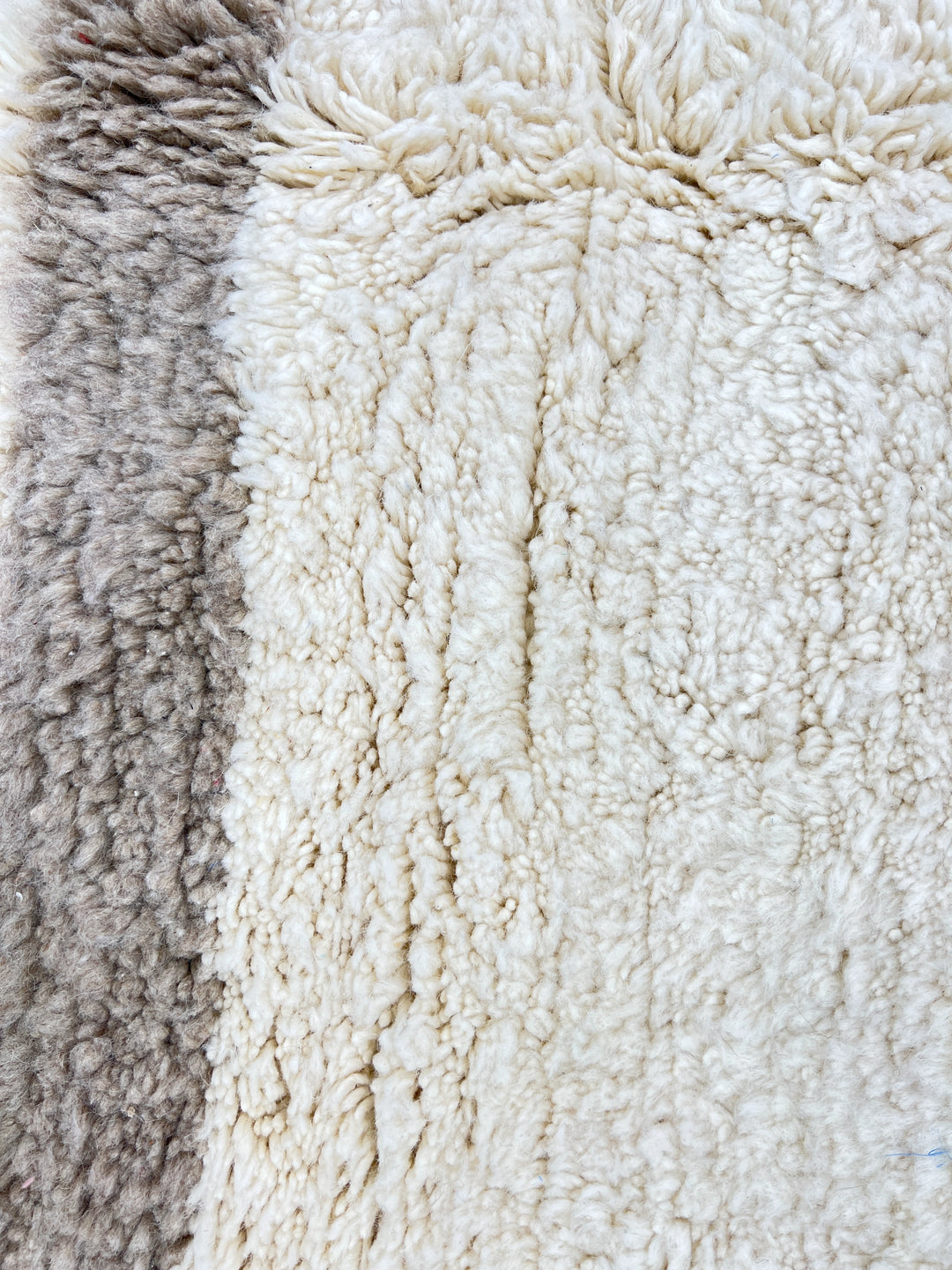 Round Beige Geometric Moroccan Wool Rug